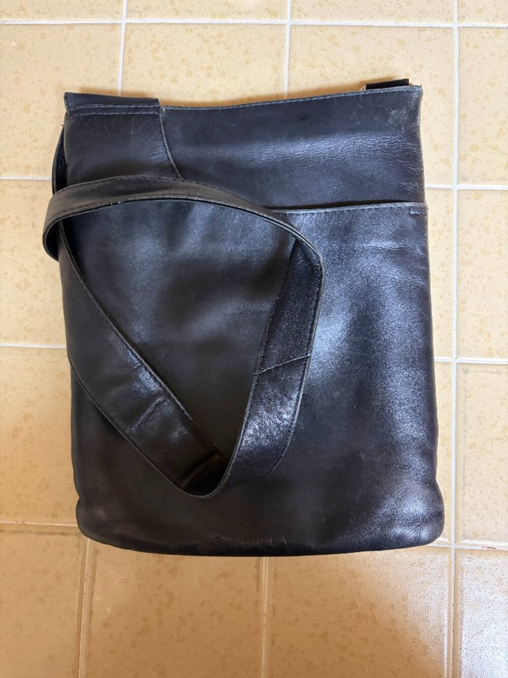 Radley London 90105 Black Leather Crossbody Bag Blue Lining Scottie Dog